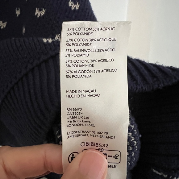 Free People Easy Street Cropped Sweater in Blue Combo Size Medium - Picture 8 of 8